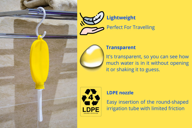 [Australia] - RVDKBULB New Silicone Douche Bag with Storage Bag, Pocket Size - Great for Travel, 24 Fl Oz Capacity, Yellow 