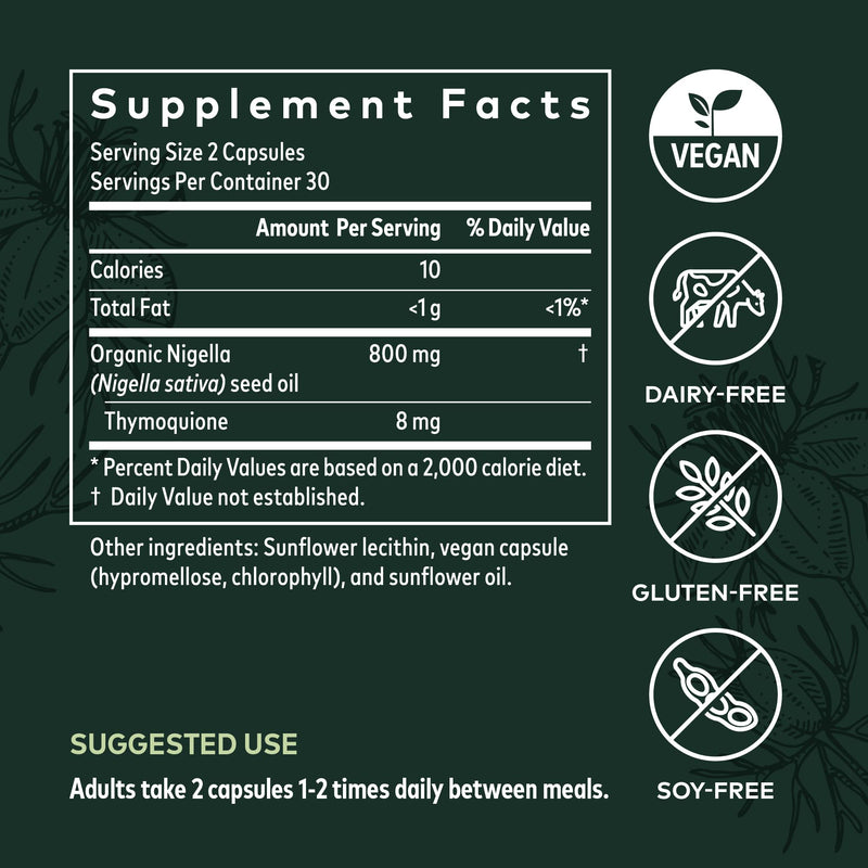 [Australia] - Gaia Herbs Black Seed Oil - Cold-Pressed Capsules for Lung, Respiratory, and Antioxidant Support - with Organic Nigella Seed Oil - Herbal Supplement - 60 Vegan Liquid Phyto-Capsules (30-Day Supply) 