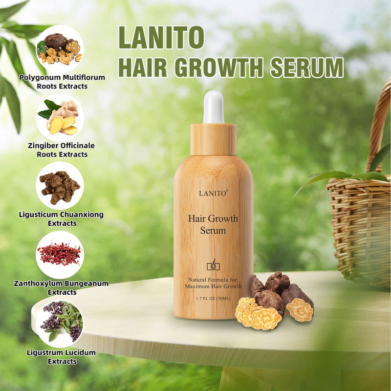 [Australia] - LANITO Hair Growth Serum with Radix Polygonum Multiflorum Root Extract for Hair Thinning, Hair Fall & Healthy, Scalp Hair Thickening Products for Woman Man 50 ML 1.69OZ 