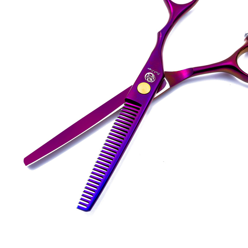 [Australia] - 6.0 inch Purple Hair Cutting Scissors Set with Razor, Leather Scissors Case, Barber Hair Cutting Shears Hair Thinning/Texturizing Shears for Professional Hairdresser or Home Use Set12 