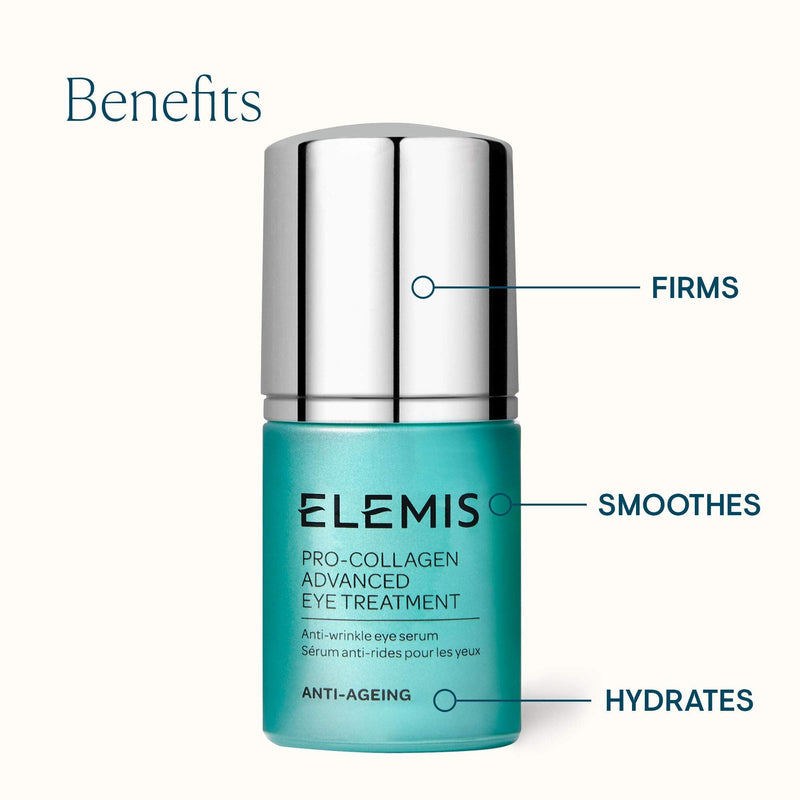 [Australia] - Elemis Pro-Collagen Advanced Eye Treatment, Hydrating Under Eye Cream Formulated with Protein-Rich Actives for a Youthful Complexion, Weightless Anti-Wrinkle Eye Cream to Smooth and Firm, 15 ml 