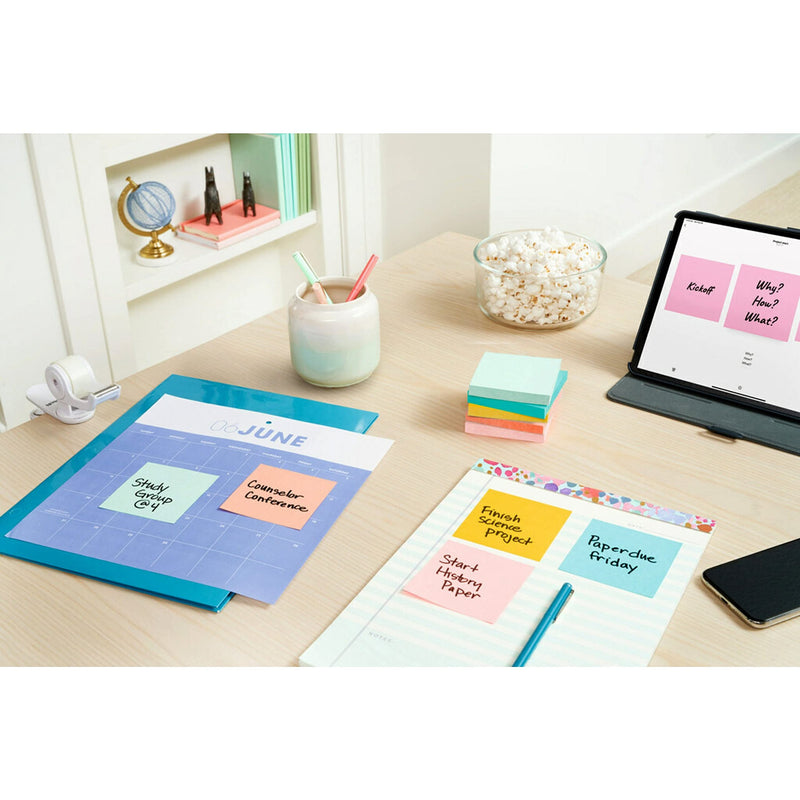 [Australia] - Post-it Notes, 3x3 in, 4 Pads, America's #1 Favorite Sticky Notes, Marseille Collection, Pastel Colors (Pink, Mint, Yellow), Recyclable (5401) 