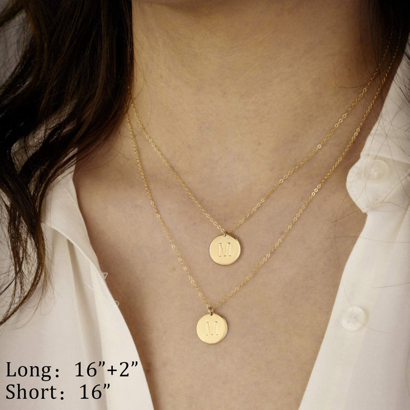 [Australia] - IEFWELL Gold Initial Necklaces for Women,14K Gold Filled Double Side Engraved Hammered Gold Coin Necklaces for Women Initial Necklace Layered Initial Necklaces for Women Teen Girl Jewelry A 