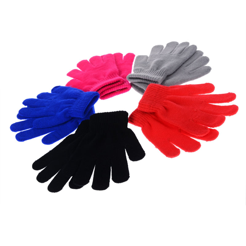 [Australia] - Pinksee Kids Boys Girls Winter Warm Stretchy Knitted Magic Gloves 5 Pairs 