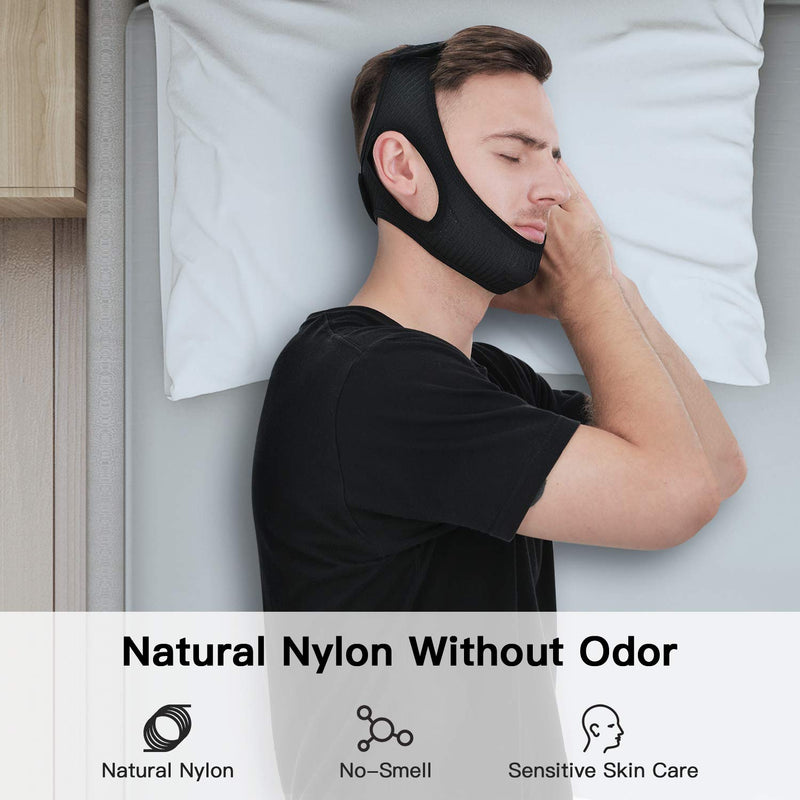 [Australia] - Anti Snore Chin Strap [Upgraded 2022], Vosaro Snoring Solution Effective Anti Snore Device, Adjustable and Breathable Stop Snoring Head Band for Men Women, Black 