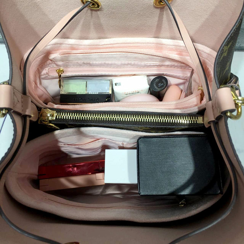 [Australia] - 2 Packs Neonoe Purse Organizer Handbag Insert for LV NEONOE MM Bucket Bag Organizer Soft Luxury Material Not Felt (Pink, Large) Pink 
