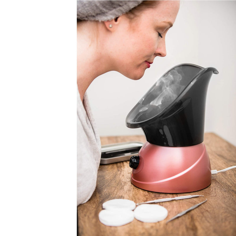 [Australia] - LIVIVO Facial Face Spa Steamer Inhaler With Aromatherapy Diffuser 'Herb Grill' and Dual Nose-Cones Kit Set - Ideal To Use on Open Pores For Removal of Dirt Acne Pimples etc (Rose Gold) 
