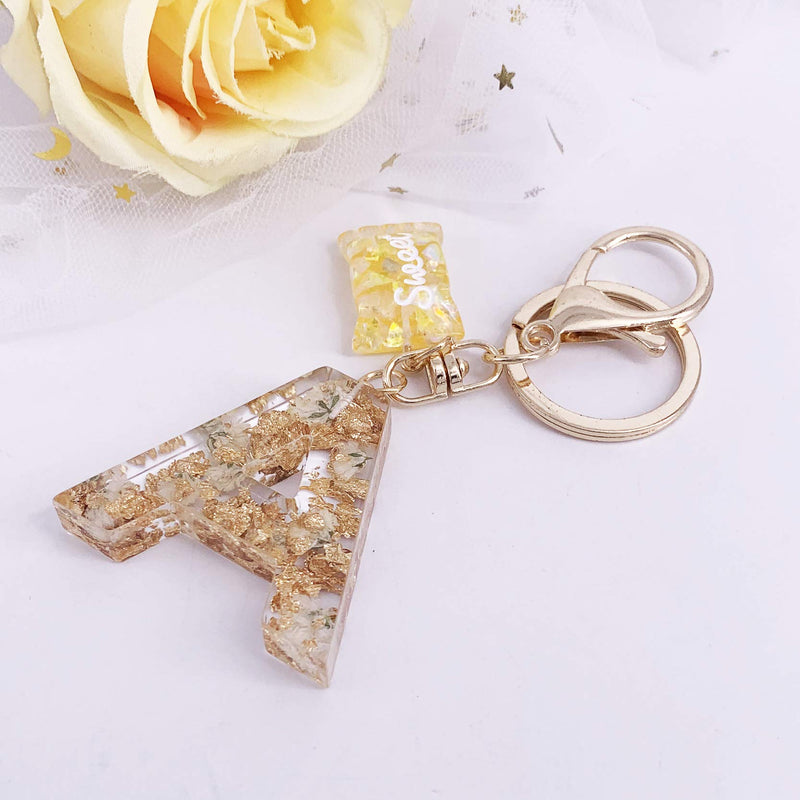 [Australia] - SELOVO Orange Flower Initial Keychain Letter Alphabet Sweet Bag Charm Key Chain A 