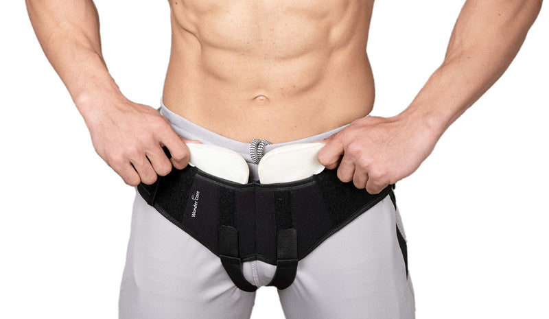[Australia] - Wonder Care- Inguinal Hernia Support Post-Surgery Hernia Pain Relief Truss Brace for Double Inguinal or Sports Hernia with 2 Removable Compression Pads & Adjustable Groin Straps-XL XL(40"-43") 