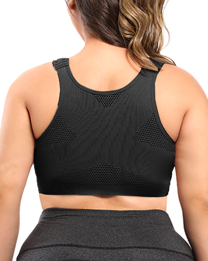 [Australia] - Jengo Post Surgery Bra for Women Surgical Bras Front Closure Sports Bras Breast Augmentation Mastectomy Bra Post Op Bra S Black 