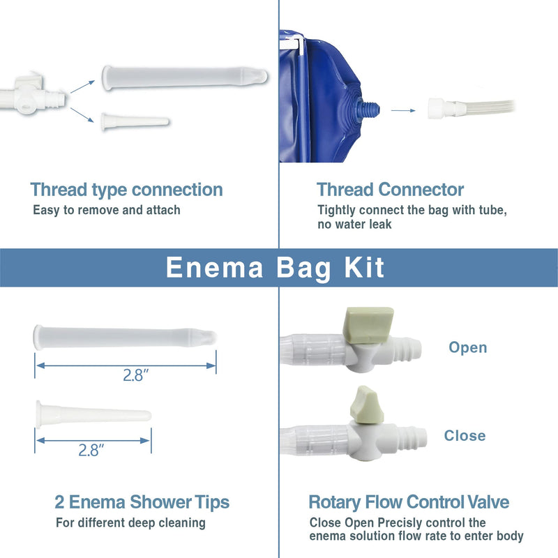 [Australia] - TopQuaFocus 1.8Quart Enema Bag Kit Home Coffee Enema Bag Kit for Colon Cleansing Portable Enema Bag for Colonic Cleanse 4.59 FT Hose 