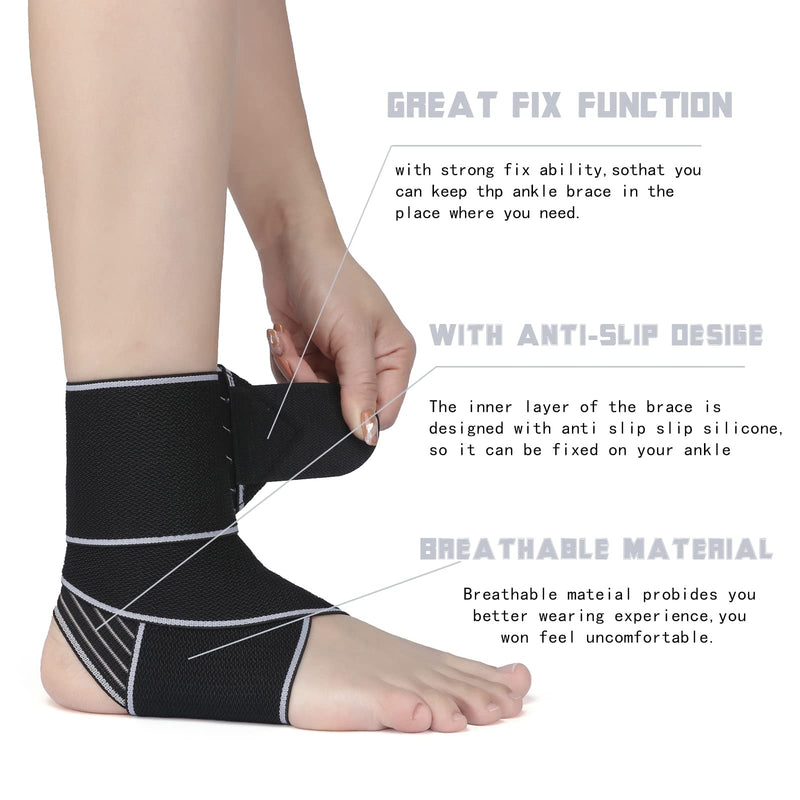 [Australia] - Ankle Support,Ankle Brace for Men and Women, Adjustable Ankle Compression Brace for Plantar fasciitis, arthritis sprains, muscle fatigue or joint pain, heel spurs, foot swelling,Suitable for Sports 1 Grey 