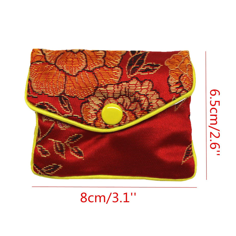 [Australia] - HAN SHENG 20 Pcs Embroidered Silk Jewelry Pouch Brocade Coin Purse Zipper Jewelry Pouch Gift Bags 