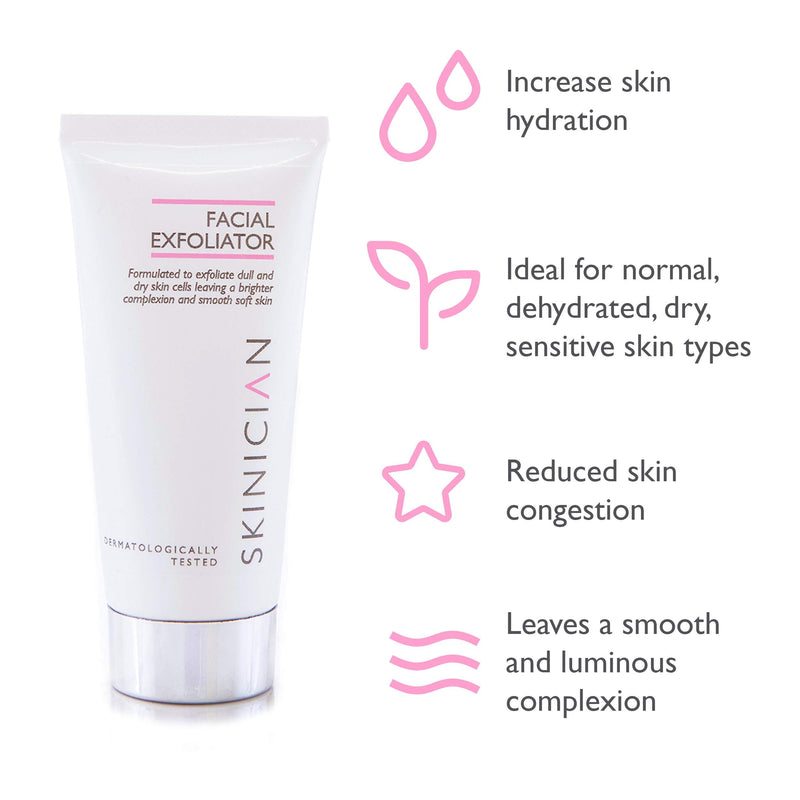 [Australia] - SKINICIAN Facial Exfoliator - Marine-Friendly Micro Particle Smoothing Face Exfoliator Cream - Reduction of Flakiness & Dryness - Salon Professional Skincare - 100% Vegan + Cruelty Free (50ml) 