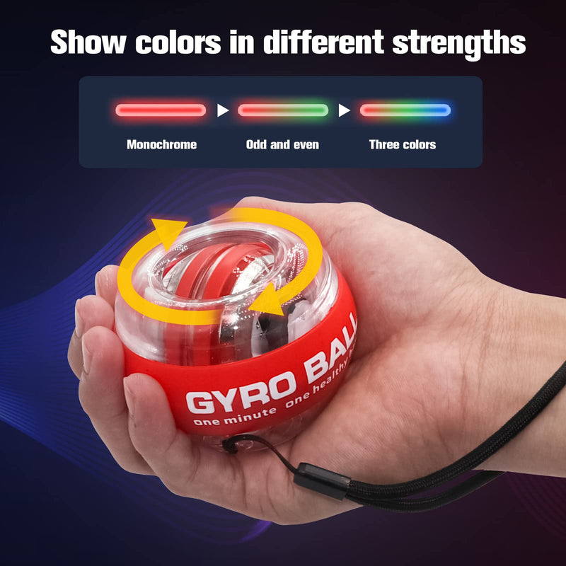 [Australia] - JIN BD Wrist Trainer Ball Auto-Start Wrist Strengthener Gyroscopic Forearm Exerciser Gyro Ball for Strengthen Arms, Fingers, Wrist Bones and Muscles Red 