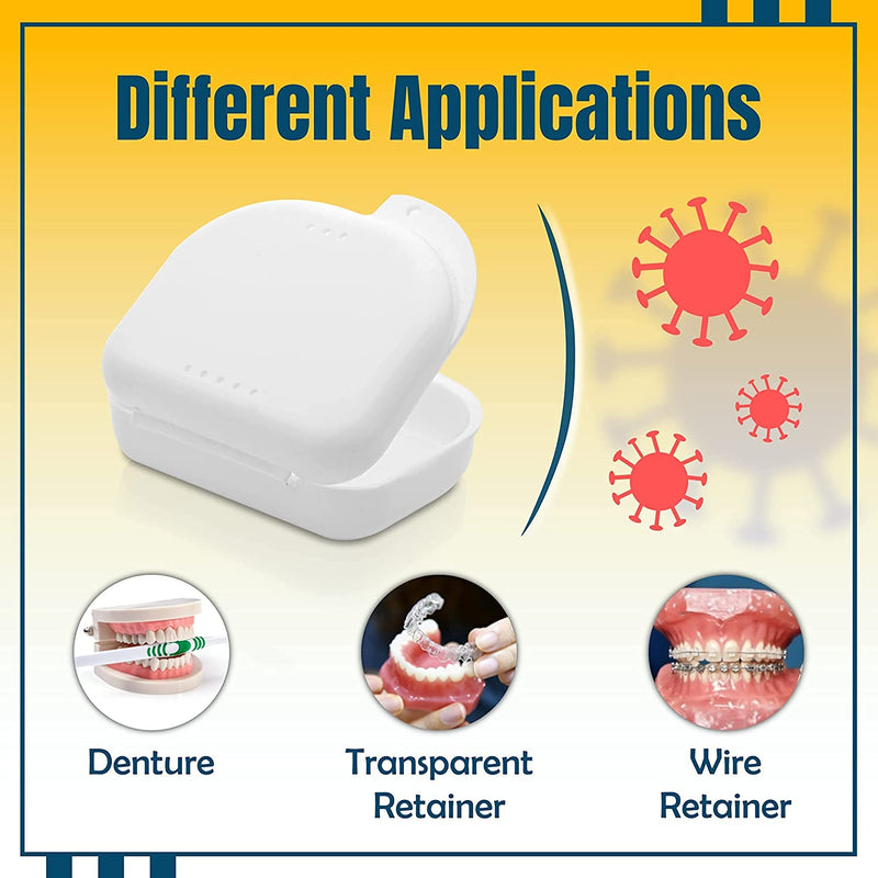 [Australia] - Hsthe Sea 2 pcs Retainer Case with Vent Holes Retainer Container Partial Denture Box,for Denture, Retainer,Mouth Guard,Brace, Teeth Mouth Tray, Blue+White 
