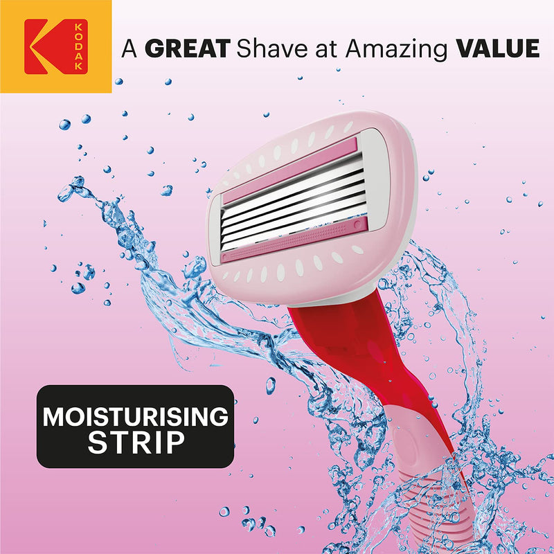 [Australia] - Kodak Premium Female 5 Blade Razor with 2 Refill Cartridges - Womens Shaving Kit | Swedish Steel & Aloe Vera Strip for A Sensitive Skin (Premium Handle + 2 Cartidges) 