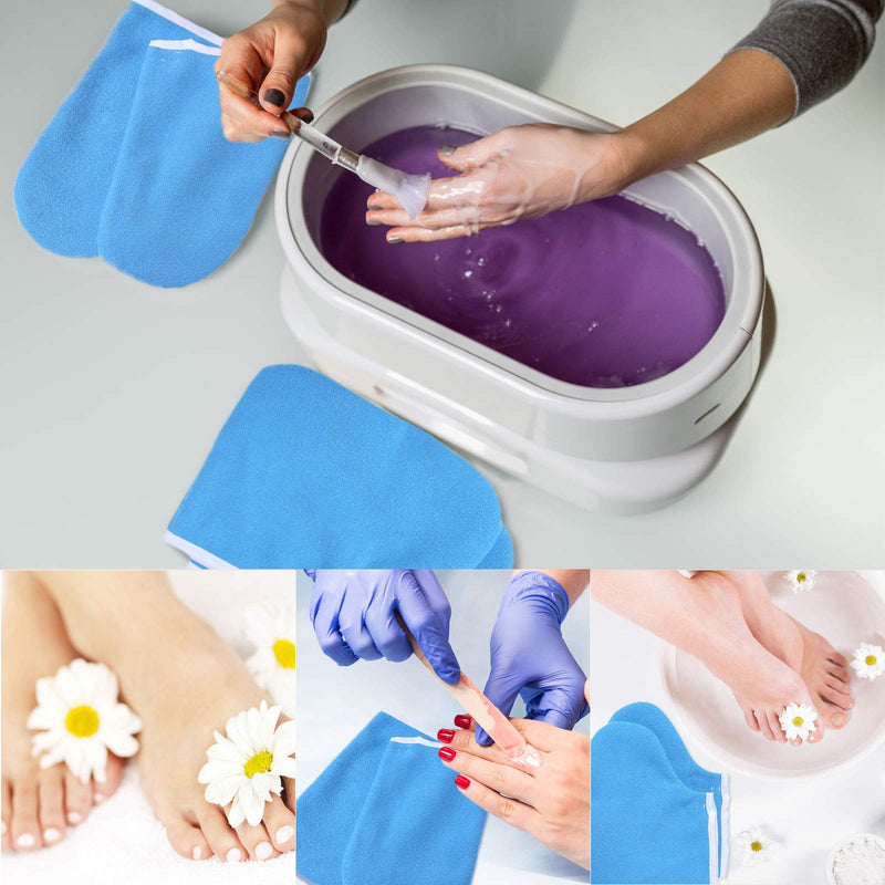 [Australia] - Paraffin Wax Mitts Paraffin Wax Gloves and Booties Wax Bath Hand Mitts Terry Cloth Mitts and Booties Paraffin Wax Foot Mitt Moisturizing Accessories for Hand Foot Care (Blue) Blue 