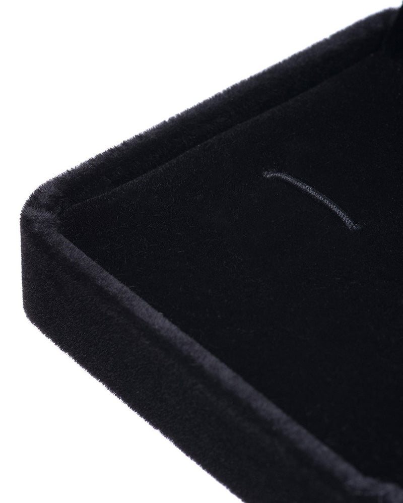 [Australia] - Giftop Small Dark Classic Velvet Cufflink Box Case (Black) Black 