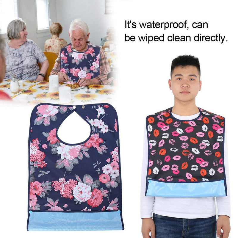 [Australia] - Reusable Adult Bibs, Waterproof Double Layer Mealtime Bib Adult The Eldly Bib, Washable Elder Dinning Bib Clothing Protector for Elderly Men Women 
