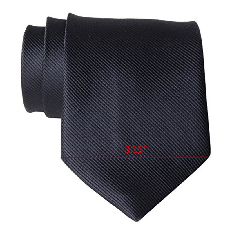 [Australia] - QBSM Mens Solid Polyester Textile Neckties Pure Color Neck Ties Black 