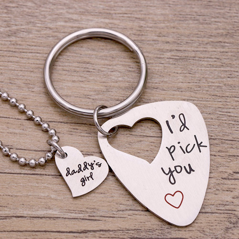 [Australia] - Melix Home God Pick You Just for Me I Pick You Guitar Pick Heart Necklace Set, Birthday, His and Her Stainless Steel Material Music Gift I-pick-you 