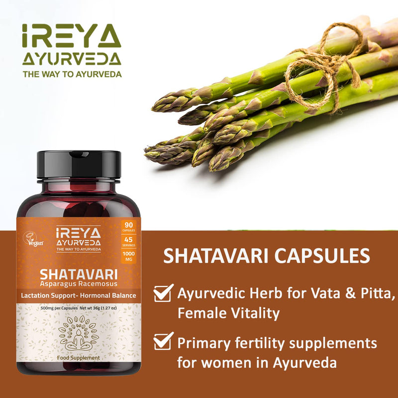 [Australia] - Shatavari Capsules for Women | Female Balance Herbal Supplement | Made with Organic Shatavari Root | Non-GMO, Gluten Free, 1000mg, 60 Vegan Caps 
