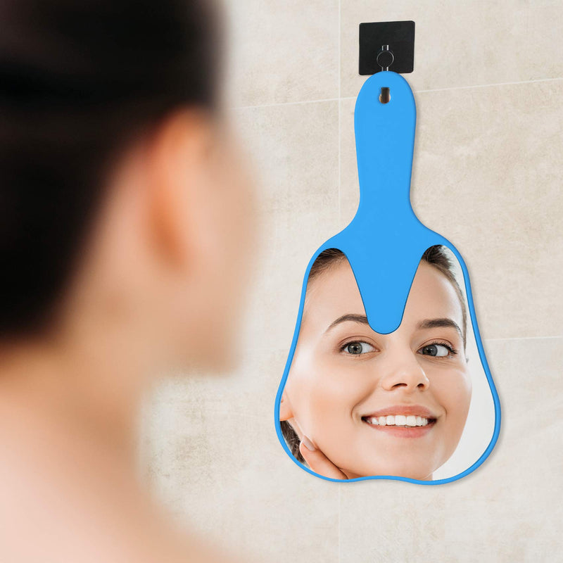 [Australia] - Annhua Handheld Mirror Small with Handle Blue, Hand Mirror Tooth-Shaped Kids Makeup Mirror Cute for Salon|Barber|Hairdressing - Easy to use & Lightweight 
