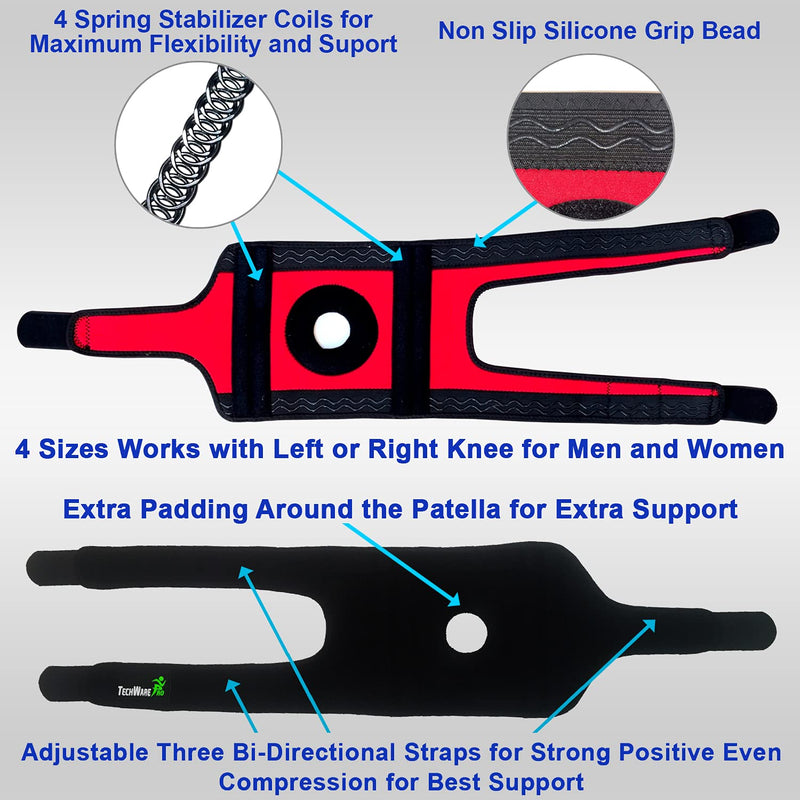 [Australia] - TechWare Pro Knee Brace Support - Knee Braces for Knee Pain. Relieves ACL, LCL, MCL, Meniscus Tear, Arthritis, Tendonitis Pain. Dual Stabilizers Non Slip Neoprene. Adjustable Bi-Directional Straps -5 Sizes XXLarge 
