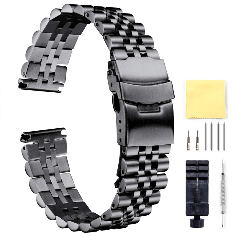 [Australia] - BINLUN Stainless Steel Watch Bands Replacement Metal Watch Straps Bracelet with Durable Butterfly Clasp 18mm 20mm 22mm 24mm 26mm in Black, Silver, Gold, Rose Gold, Gold-Silver for Men and Women 