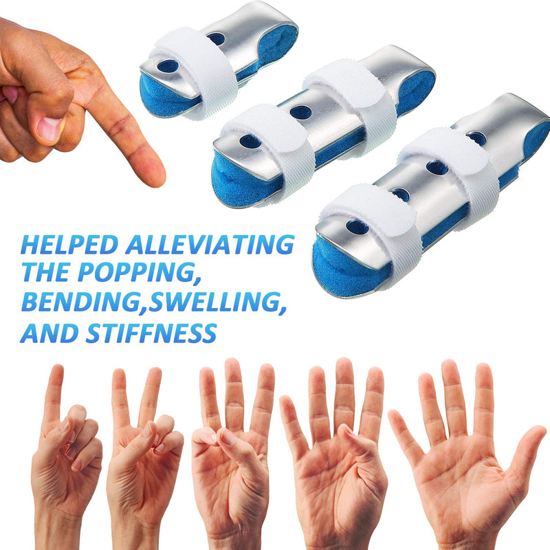 [Australia] - 6 Pieces Finger Splints Metal Finger Support Finger Stabilizer for Adults and Children Finger Knuckle Joint Fixation, 3 Sizes (Blue) Blue 