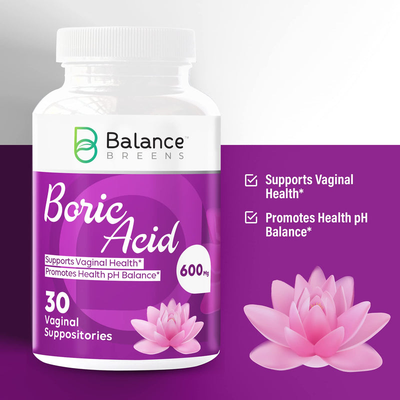 [Australia] - Balance Breens Boric Acid Vaginal Suppositories 600 mg - Intimate Health Support, Promotes Healthy pH Balance - 30 Vaginal Use Capsules 