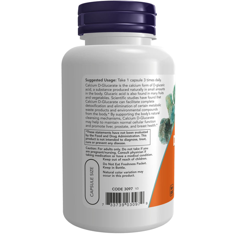 [Australia] - NOW Supplements, Calcium D-Glucarate 500 mg, Detoxification Support*, 90 Veg Capsules 