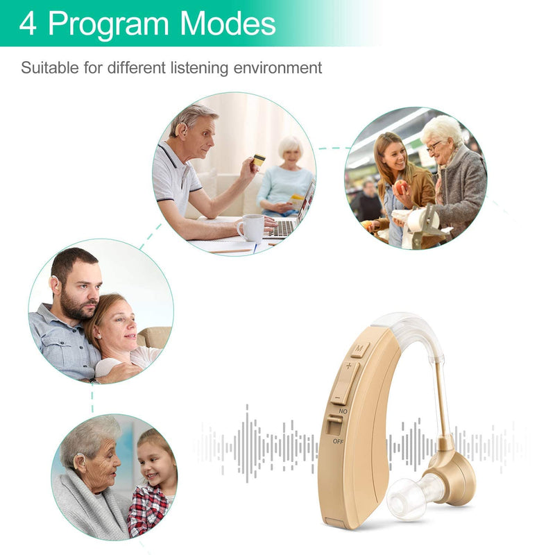 [Australia] - Hearing Aid for Seniors and Adults, Digital Hearing Amplifier with Adjustable Volume and Noise Reduction, 500 Hours Per Battery Life and Hearing Aid Cleaning Brush Included 