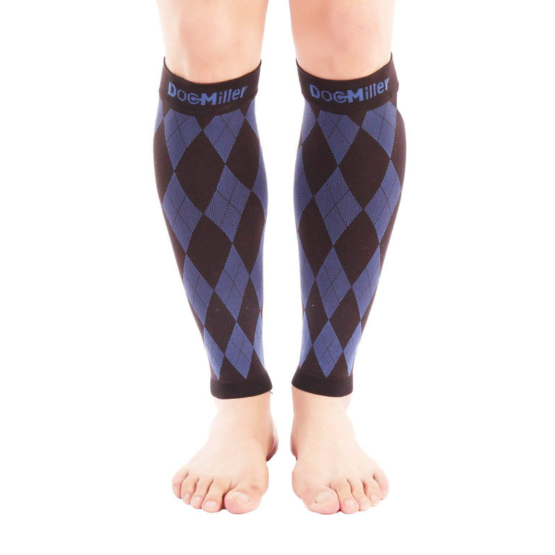 [Australia] - Doc Miller Calf Compression Sleeve for Men & Women - Fast Leg Pain Relief from Shin Splints, Varicose Veins - All Day Calf Support for Running, Travel & Everyday Use Black.Blue Medium 