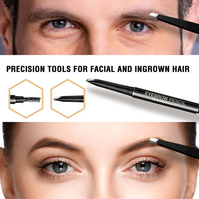 [Australia] - Eyebrow Kit, 8in1, Multipurpose Tweezers for Women – Brows Shaping, Grooming, Threading, Trimming Set Includes Razor, Pencil, Scissors and Brush 