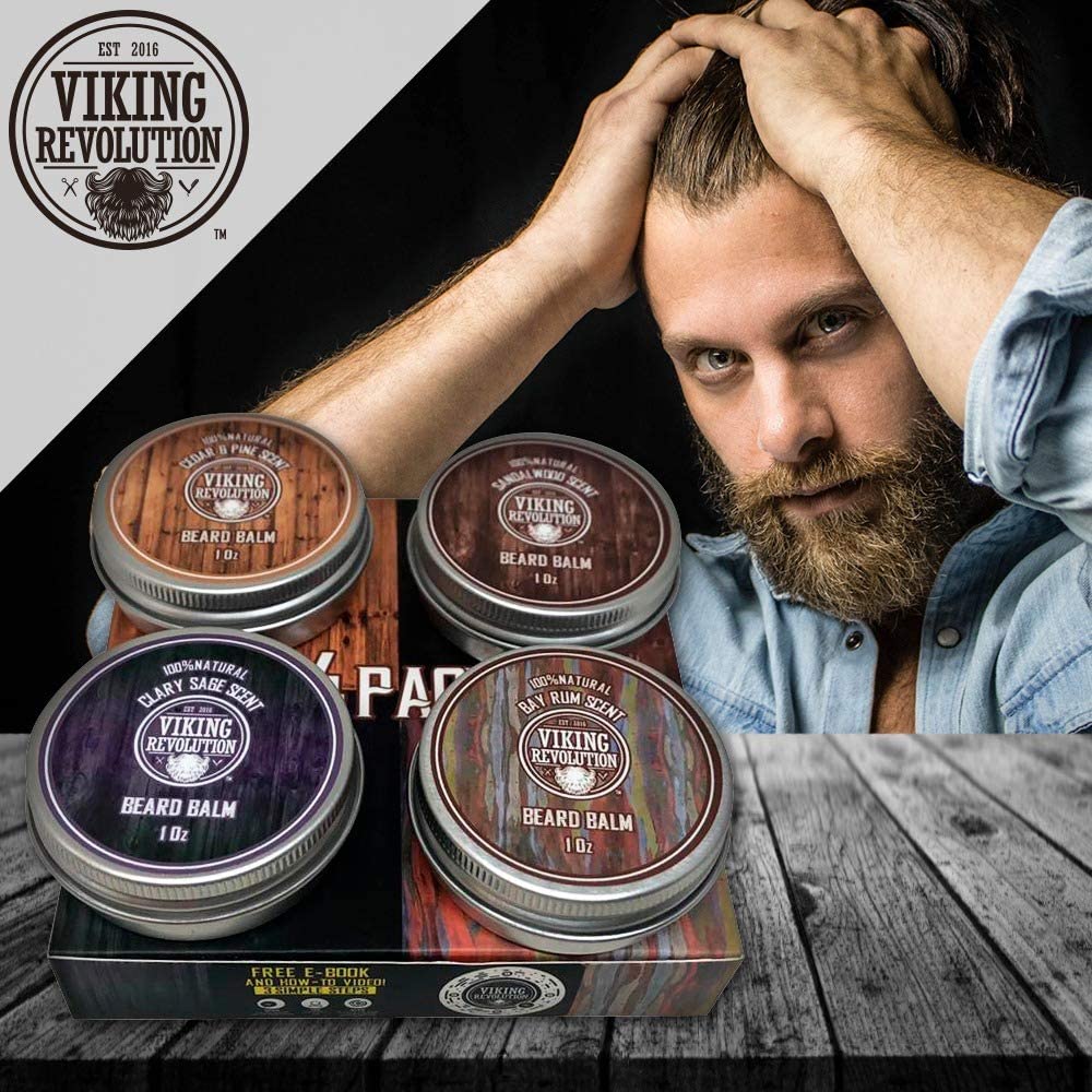 Viking Revolution Bay Rum Beard Balm Beard Butter With Argan Oil Beard Softener For Men With Jojoba Oil Beard Moisturizer F