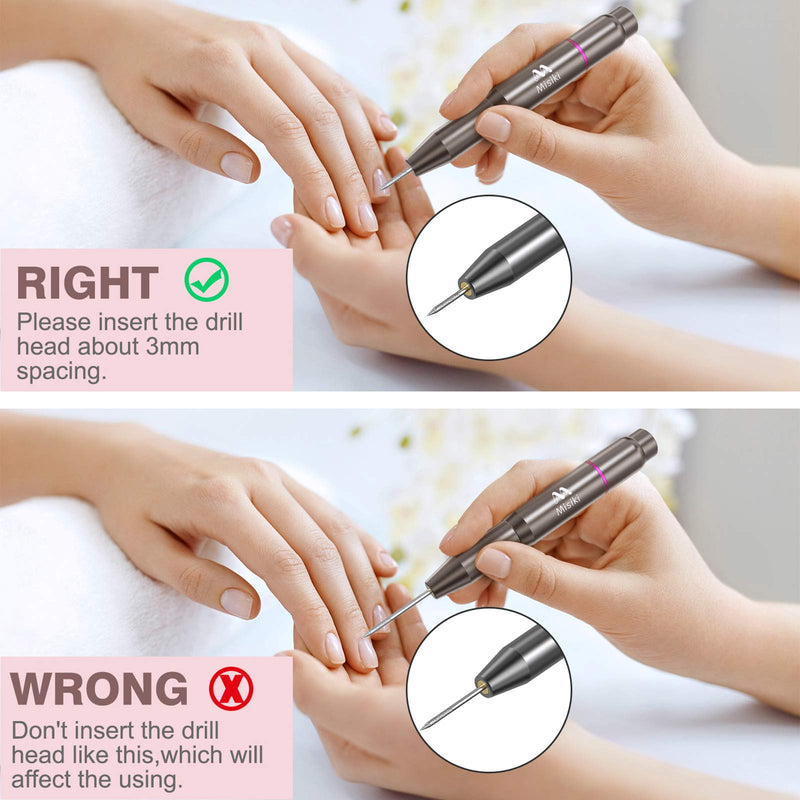 [Australia] - Misiki Electric Nail Drill Professional Electric Nail File Machine Portable Manicure Pedicure Drill Kit for Acrylic, Gel Nails, Manicure Pedicure Polishing with 66 Sanding Bands, 6 Nail Drill Bits Set 