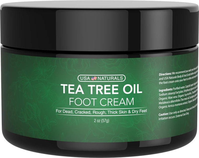 [Australia] - Tea Tree Oil Foot Cream - Instantly Hydrates and Moisturizes Cracked or Callused Feet - Rapid Relief Heel Cream - Natural Treatment Helps & Soothes Irritated Skin, Athletes Foot, Body Acne 2 Ounce (Pack of 1) 