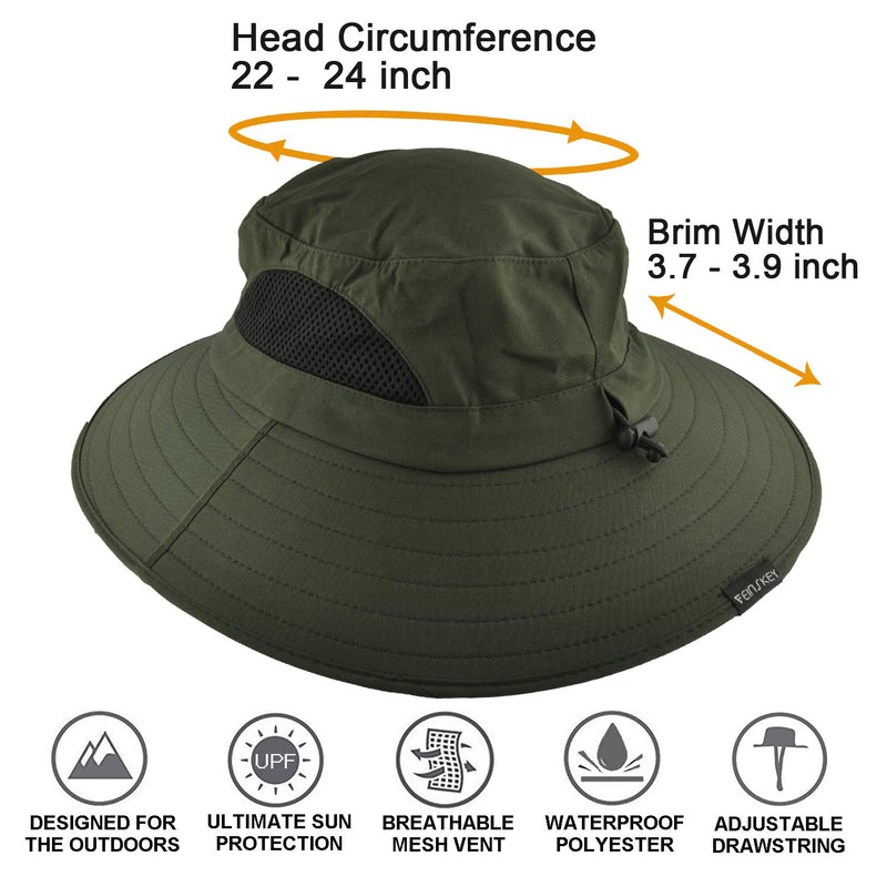 [Australia] - EINSKEY Sun Hat for Men/Women, Sun Protection Wide Brim Bucket Hat Waterproof Breathable Packable Boonie Hat for Fishing Army Green 