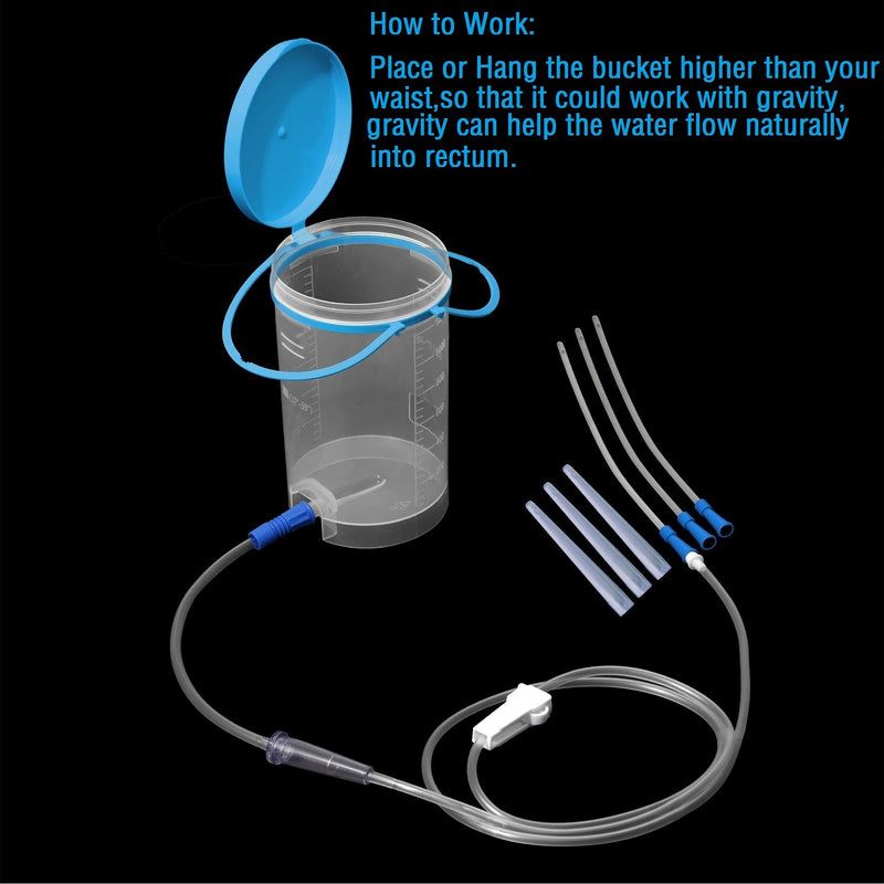 [Australia] - Clear Enema Kit 6Pcs Enema Nozzle Tips Colon Tube Replacement, Coffee Enema Bucket kit for Water Colon Cleansing Constipation Detox 6ft Silicone Tubing Hose Set Portable Irrigator Reusable BPA Free PP 