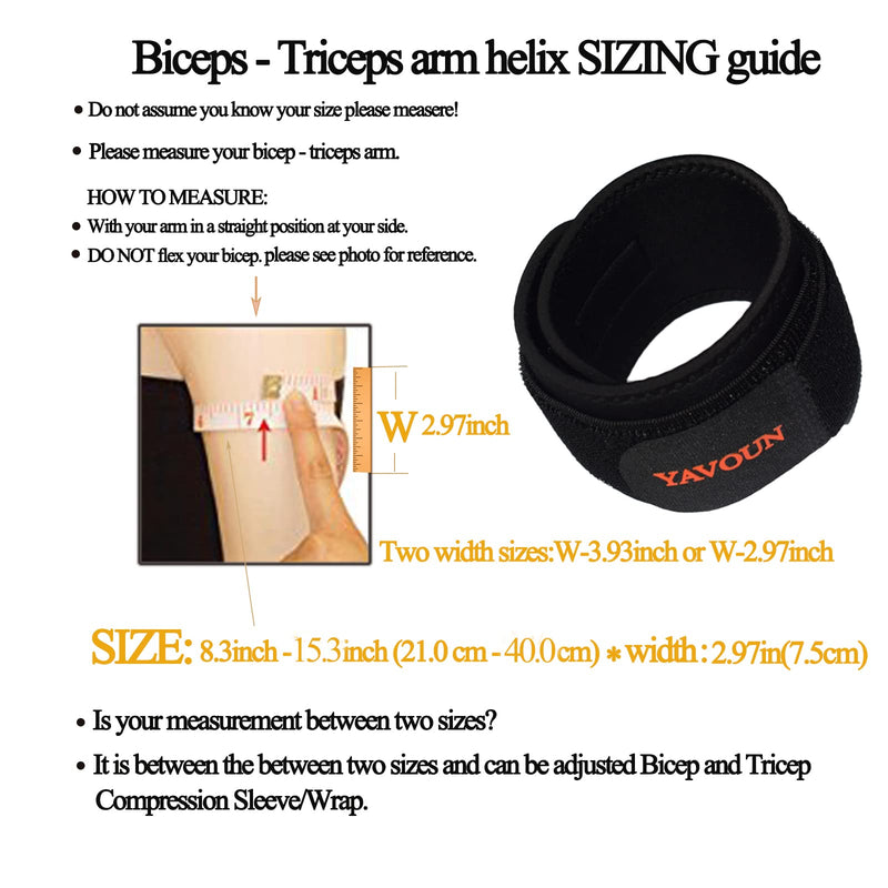[Australia] - Tendonitis - Bicep ＆ Tricep Compression Sleeve/Wrap - Tricep Tendonitis, Bicep Tendonitis - Pain Relief for Bicep and Triceps Muscle Strains, Compression Arm Support (Black, 8.3" - 13.7" × W 2.97") 8.3\" - 13.7\"Ã— W2.97\" Black 