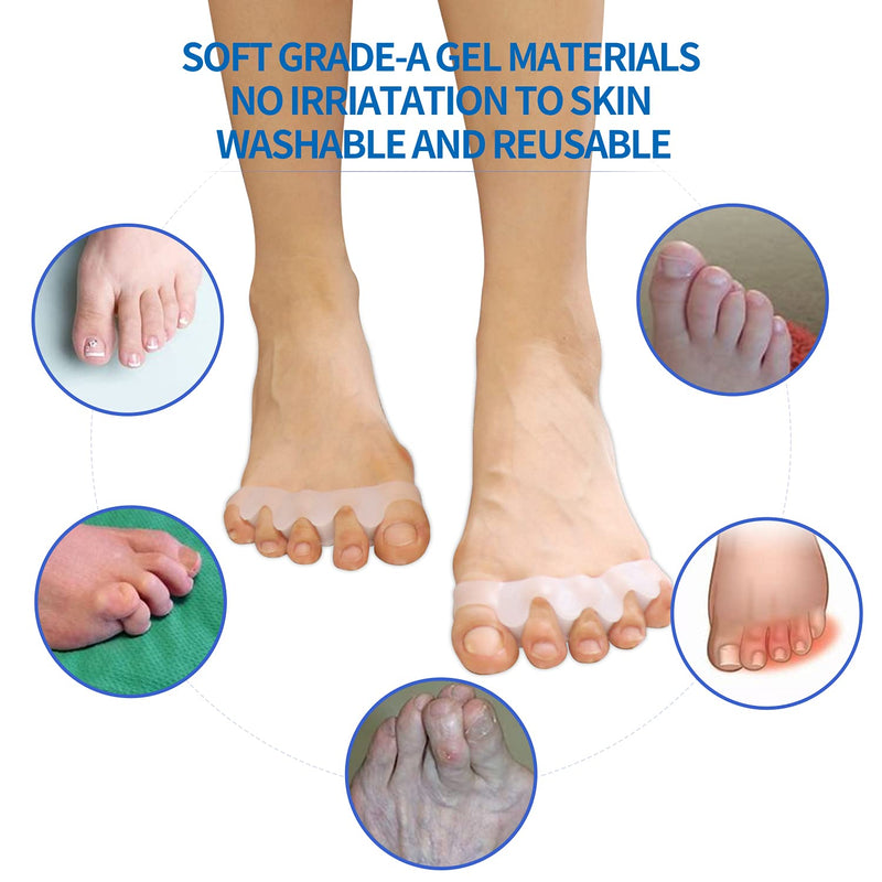 [Australia] - Niupiour Gel Toe Spacers for Nail Polish, Silicone Bunion Corrector for Men and Women, 6 Packs of Toe Separators for Pedicure, Toe Corrector for Hammer Toe, Overlaping Toe, Bunion and Foot Pain New 