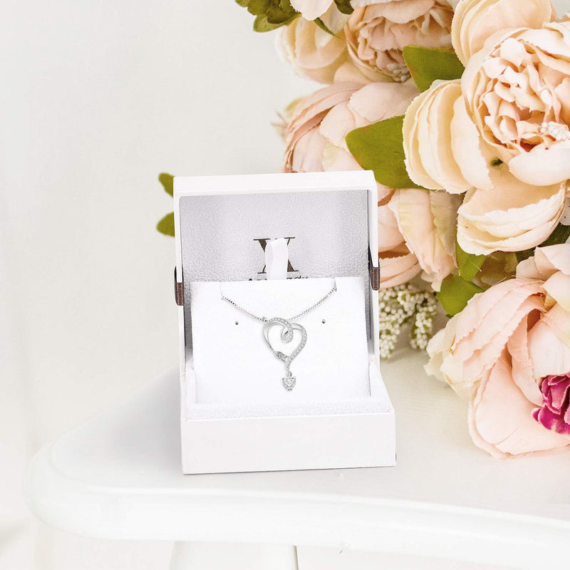 [Australia] - Angelady 925 Sterling Silver Necklace for Women With Heart Cublic Ziron, Infinity Arrow Heart Pendant Necklaces for Girls Girlfriend Wife Anniversary Presents --Luxury Box 