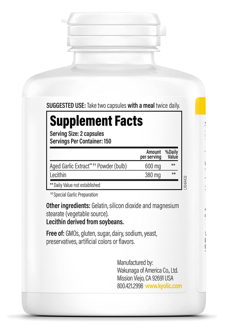 [Australia] - Kyolic Aged Garlic Extract Formula 104 Cholesterol Health, 300 Capsules (Packaging May Vary) 300 Count (Pack of 1) 