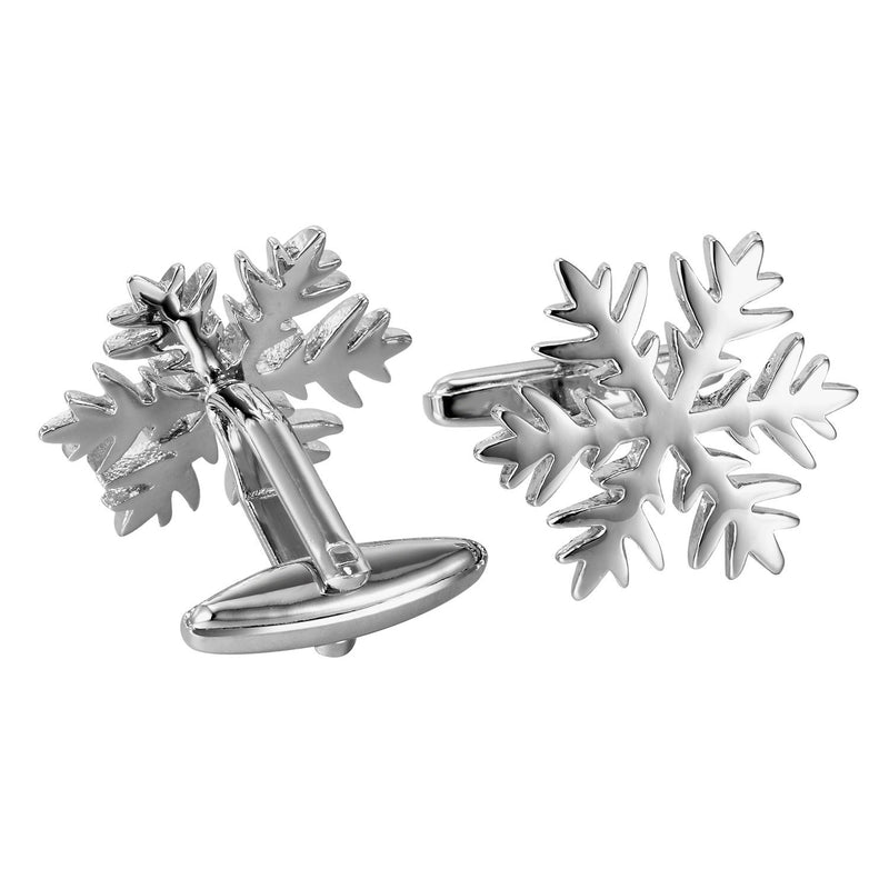 [Australia] - Urban Jewelry Unique Christmas Snow Snowflakes Stainless Steel Cufflinks for Men (Silver) 