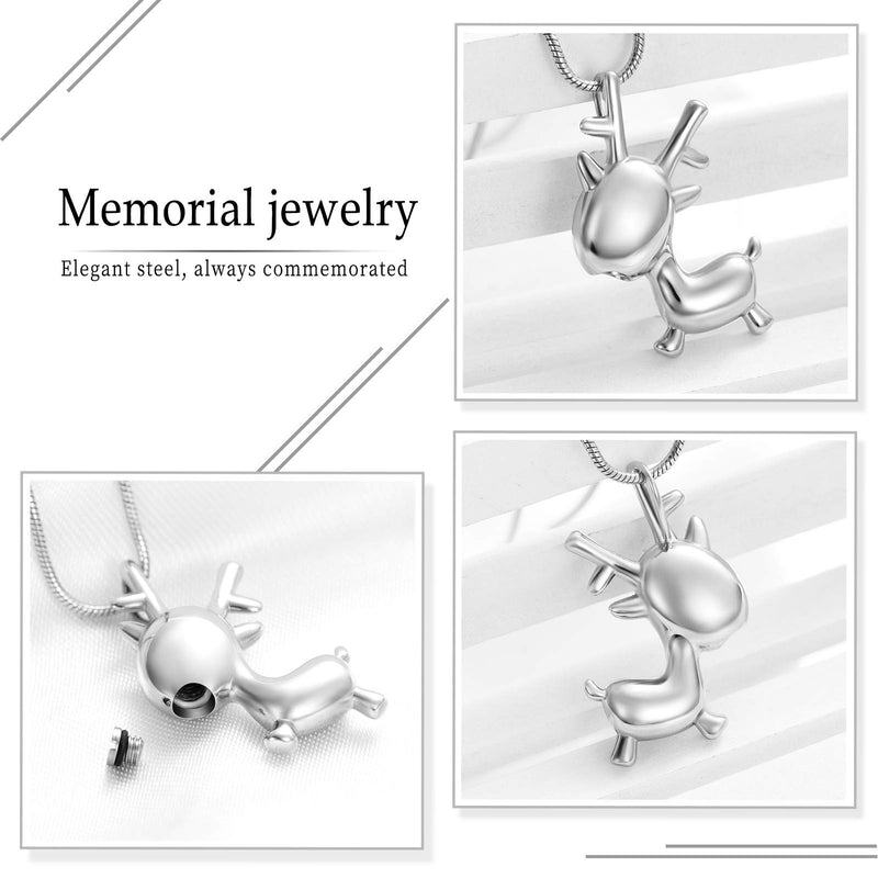 [Australia] - Cremation Jewelry for Ashes Stainless Steel Cute Deer Pendant Ash Keepsake Memorial Jewelry for Women/Girl as A Souvenir Gift steel-1 