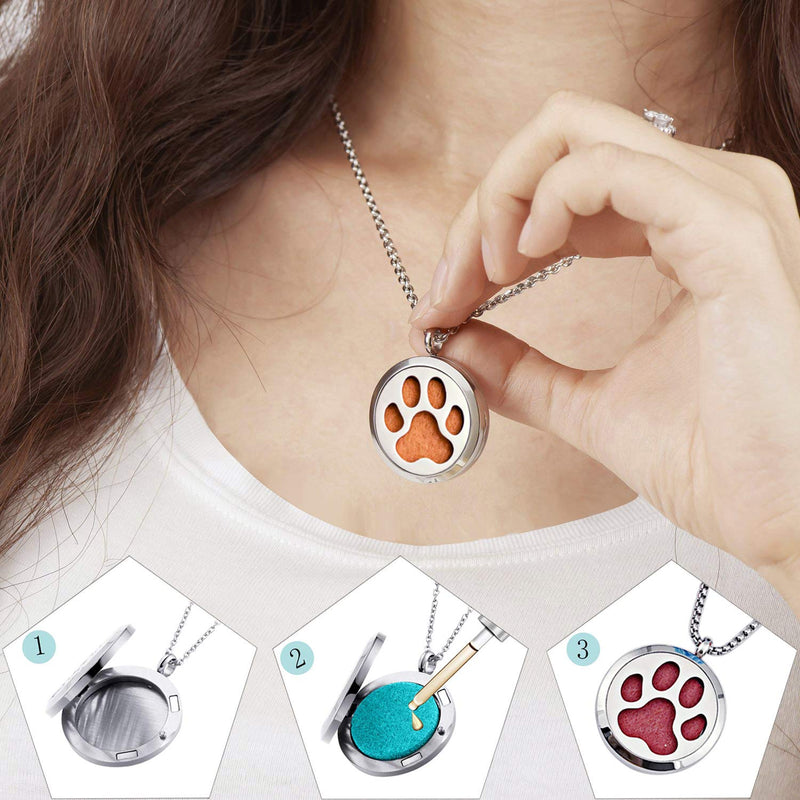 [Australia] - YOUFENG Essential Oil Necklace Diffuser Family Tree of Life Necklace Pendant Aromatherapy Locket Gifts Dog Paw 