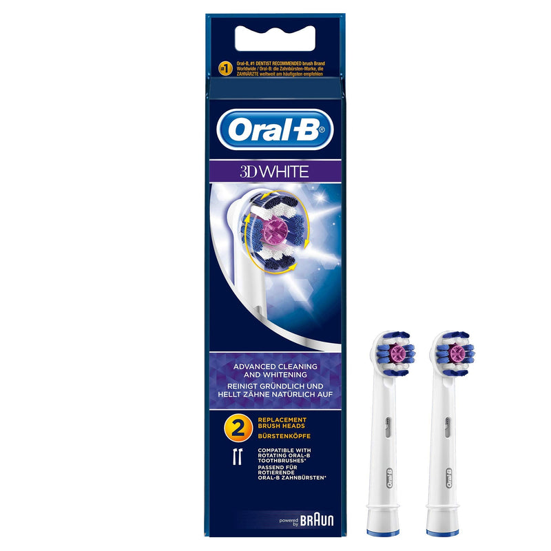 [Australia] - Oral-B 3DWhite Toothbrush Heads Pack of 2 Replacement Refills For Electric Rechargeable Toothbrush OLD Pack of 2 