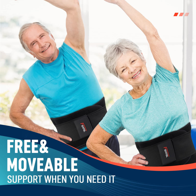 [Australia] - FEATOL Back Brace for Lower Back Pain Relief, Back Support Belt for Heavy Work Lifting, Back Pain, Sciatica, Scoliosis, Herniated Disc Lumber Support Back Brace with Removable Ergonomically Designed 3D Silicone Lumbar Pad for Men & Women Plus Size (Wai... 